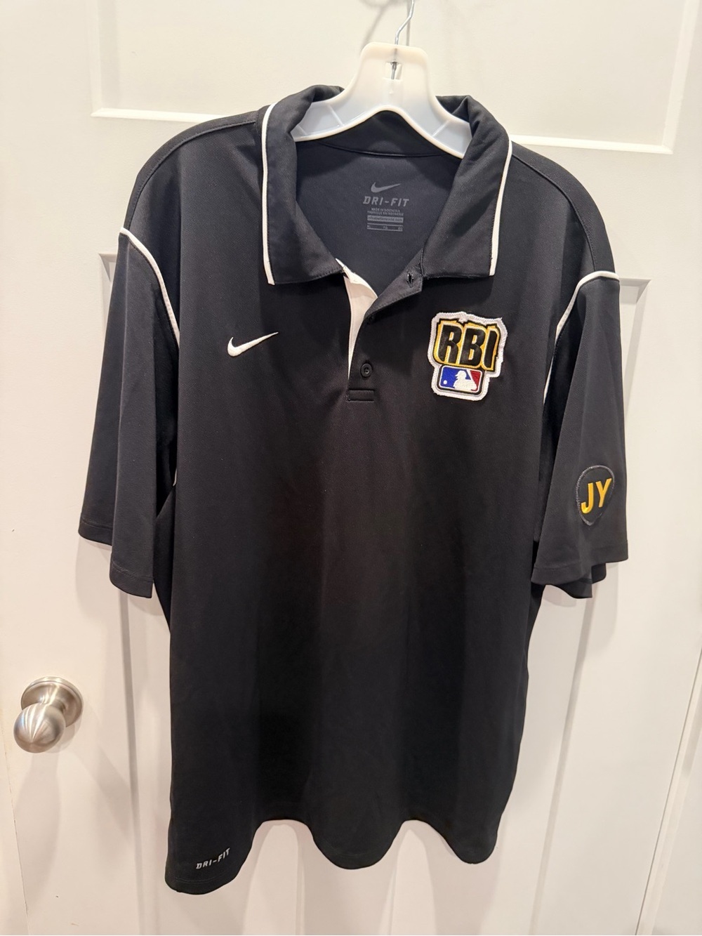Nike Dri-FIT RBI MLB Baseball Polo Men’s XL Black Embroidered JY